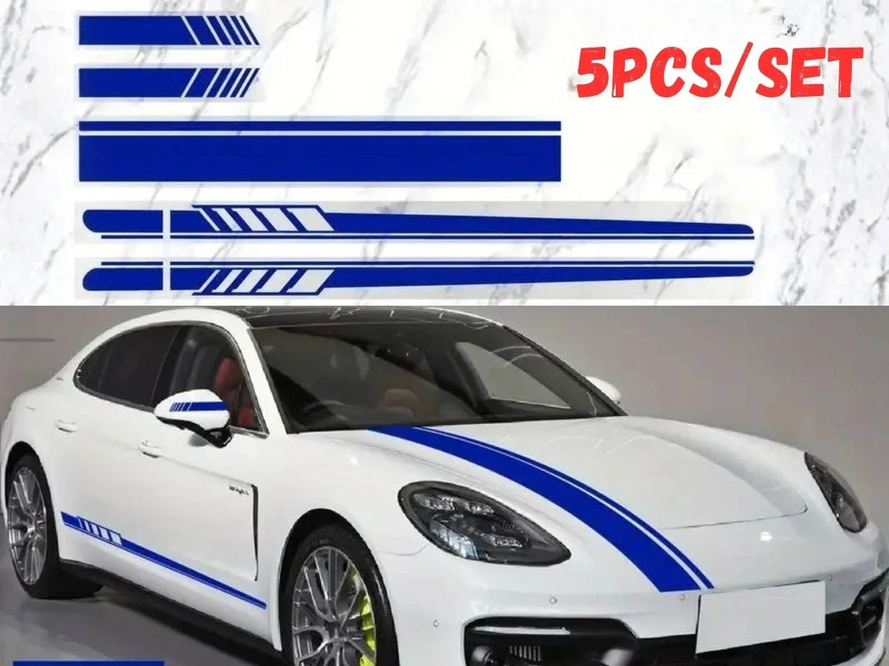 Universal Racing Stripe Vinyl Decal Stickers – 5PCS Car Hood Exterior Decoration