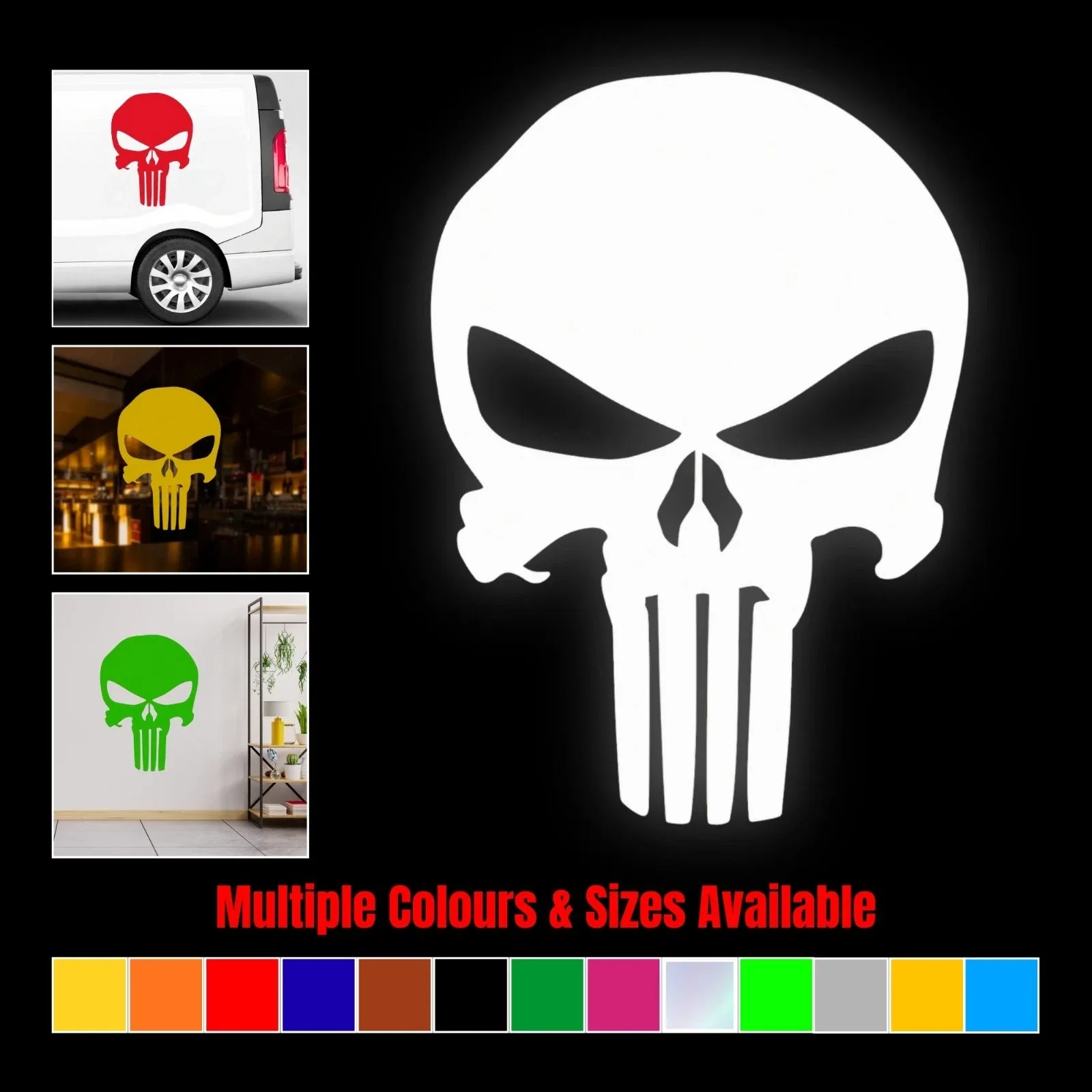 Punisher Skull Car Decal Vinyl Punisher Logo for Car Sticker Window Bumper